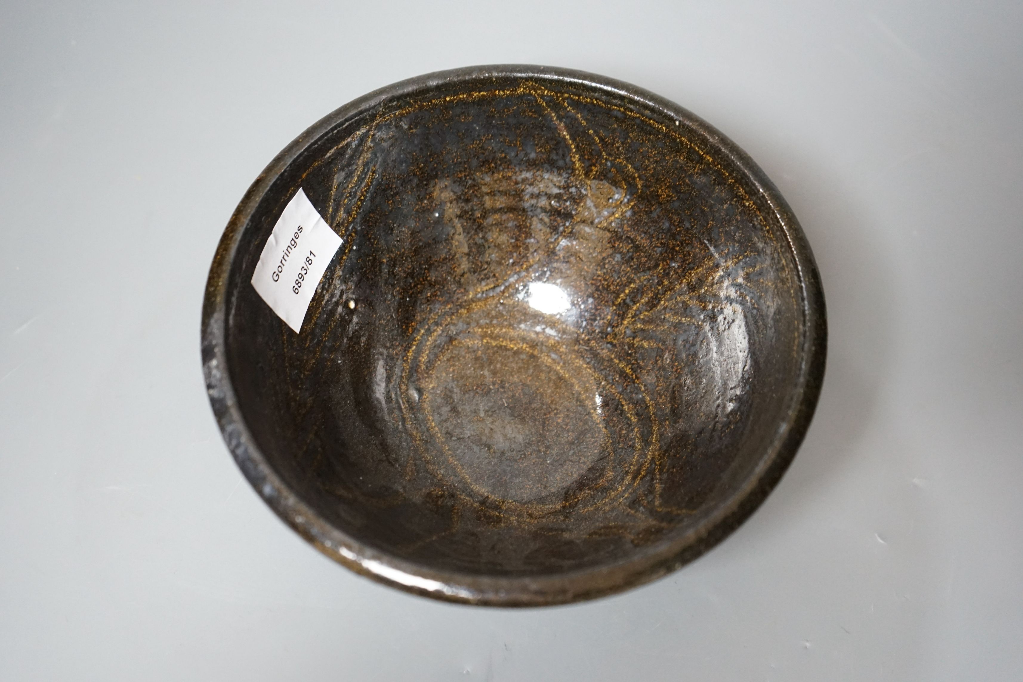 Michael Cardew (1901-1983), a Widdecombe glazed pottery bowl, impressed marks to base, 9.5cm tall